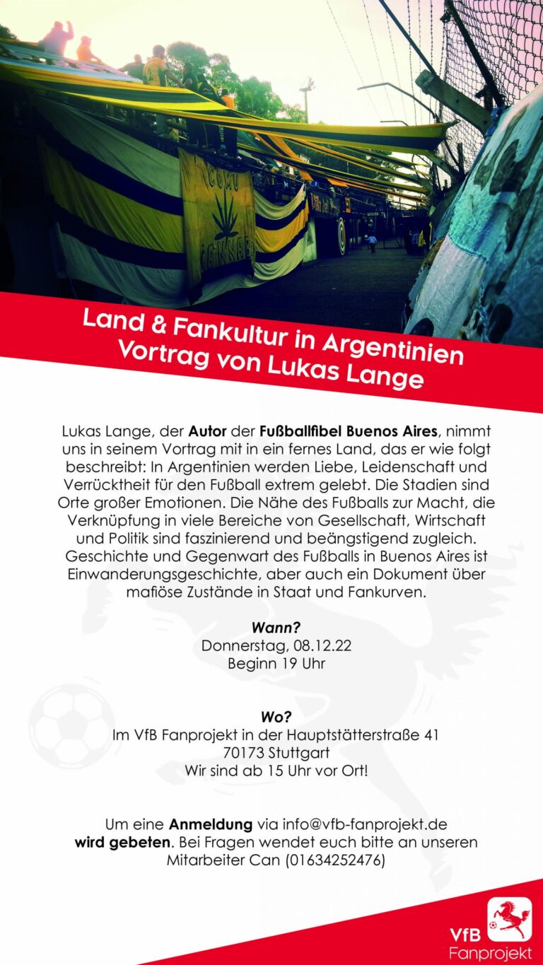 Veranstaltung „Land & Fankultur in Argentinien“ am 08.12.2022